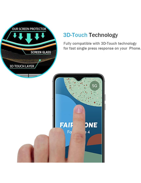Fairphone 4 med härdat glas, visande 3D-Touch teknologi och fingertryck på skärmen