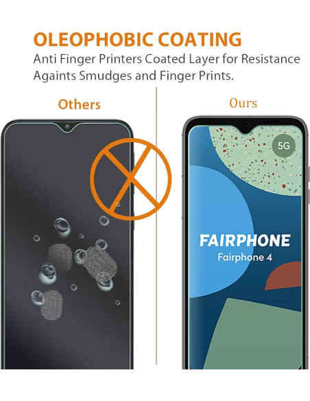 Jämförelse av skärmskydd för Fairphone 4, med fokus på motstånd mot fingeravtryck och smuts
