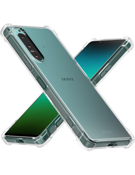 Transparent skal för Xperia 1 V med förstärkta hörn, sedd från sidan