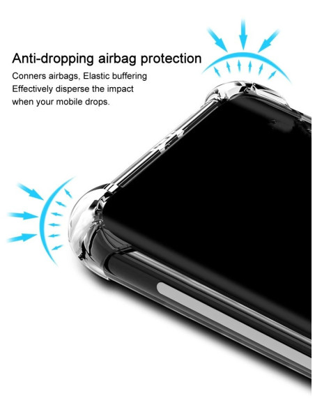 Närbild av Motorola Moto G14 skalets förstärkta hörn med anti-dropp skydd