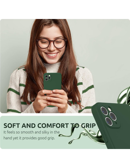 iPhone 11 Pro Gummibelagd Mattgrönt Skal Kameraskydd Liquid - Grön
