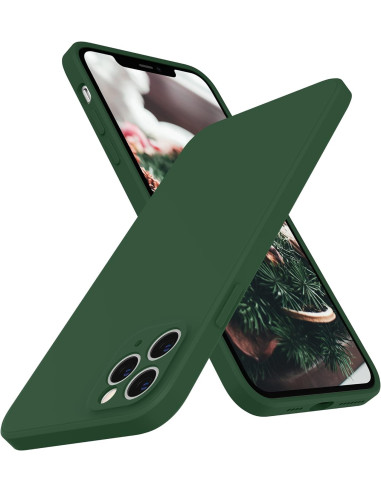 Mattgrönt gummiskal för iPhone 11 Pro Max med kameraskydd, visat från sidan