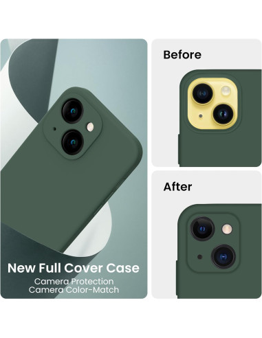 iPhone 13 Gummibelagd Mattgrönt Skal Kameraskydd Liquid - Grön