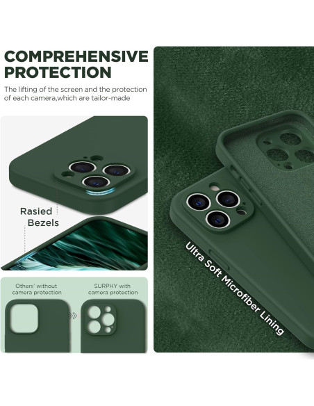 iPhone 13 Pro Gummibelagd Mattgrönt Skal Kameraskydd Liquid - Grön