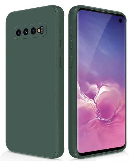 Samsung S10 Plus Gummibelagd Mattgrönt Skal Kameraskydd Liquid - Grön