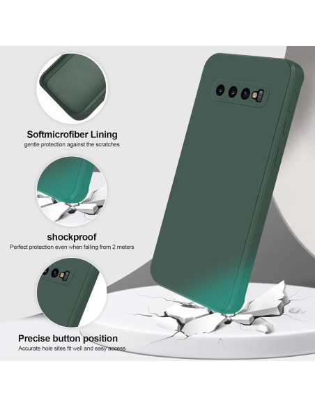 Mattgrönt gummiskal för Samsung S10 Plus med kameraskydd och mjuk insida