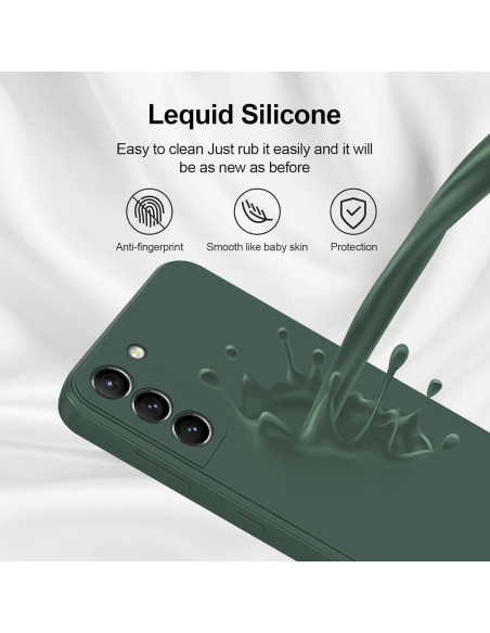 Samsung S21 FE Gummibelagd Mattgrönt Skal Kameraskydd Liquid - Grön