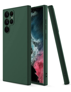 Samsung S22 Ultra Gummibelagd Mattgrönt Skal Kameraskydd Liquid - Grön