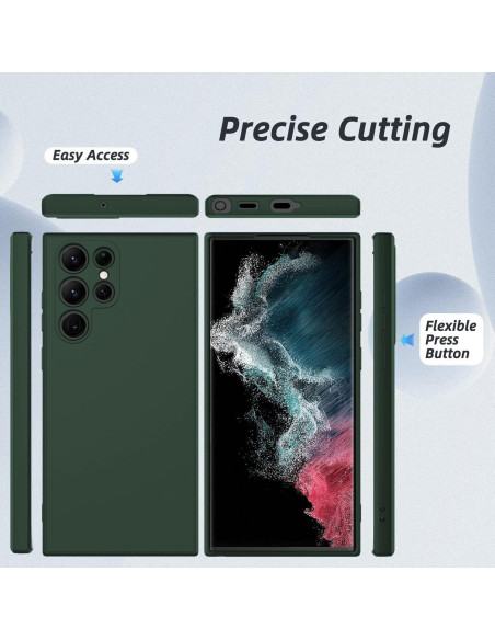 Samsung S22 Ultra Gummibelagd Mattgrönt Skal Kameraskydd Liquid - Grön