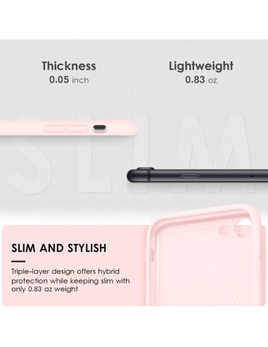 Tunn och lätt mattrosa gummiskal för iPhone 7/8/SE2/SE3, detalj av sidoprofil