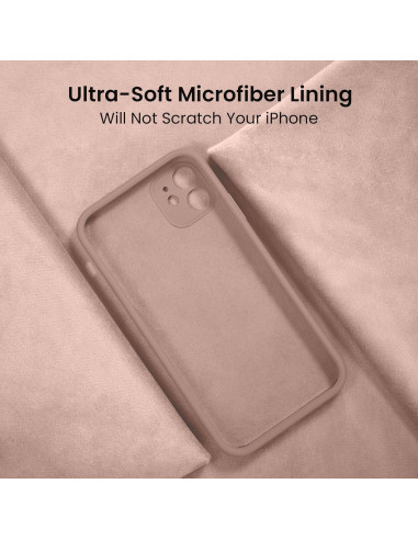 Mattrosa gummiskal för iPhone 12 Mini, detaljvy av insidan med mjuk mikrofiber