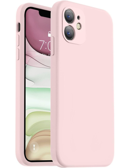 iPhone 12 Gummibelagd Mattrosa Skal Kameraskydd Liquid - Rosa