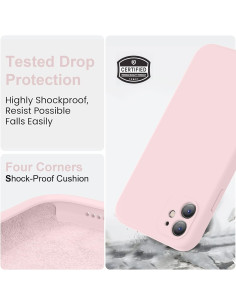 iPhone 12 Gummibelagd Mattrosa Skal Kameraskydd Liquid - Rosa