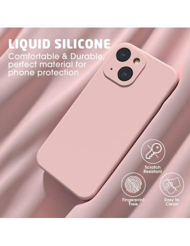 iPhone 13 Gummibelagd Mattrosa Skal Kameraskydd Liquid - Rosa