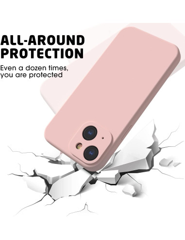 iPhone 13 Gummibelagd Mattrosa Skal Kameraskydd Liquid - Rosa