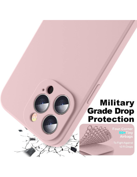 iPhone 13 Pro Max Gummibelagd Mattrosa Skal Kameraskydd Liquid - Rosa