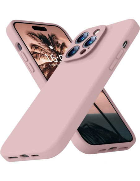 iPhone 14 Pro Max Gummibelagd Mattrosa Skal Kameraskydd Liquid - Rosa