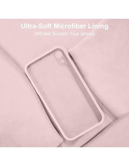 iPhone X / XS Gummibelagd Mattrosa Skal Kameraskydd Liquid - Rosa