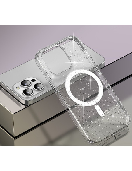Glittrigt MagSafe Skal iPhone 15 - Transparent