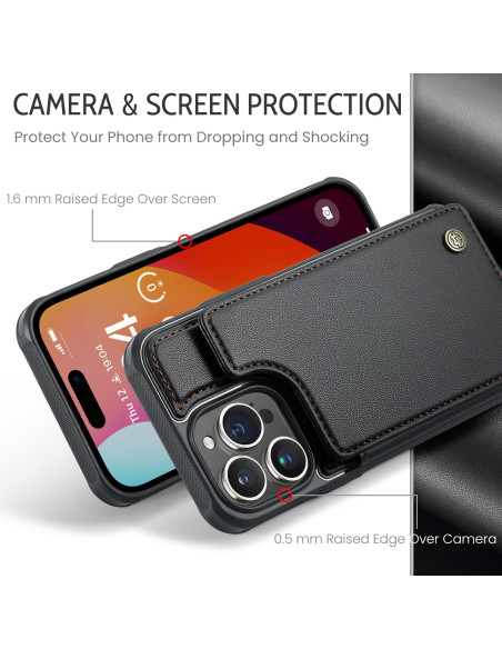 CaseMe Stöttåligt Skal Korthållare Stativ 4-Fack iPhone 12 Pro Max Svart