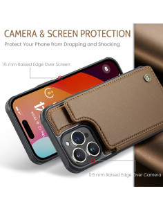 CaseMe Stöttåligt Skal Korthållare Stativ 4-Fack iPhone 12 / 12 Pro Brun