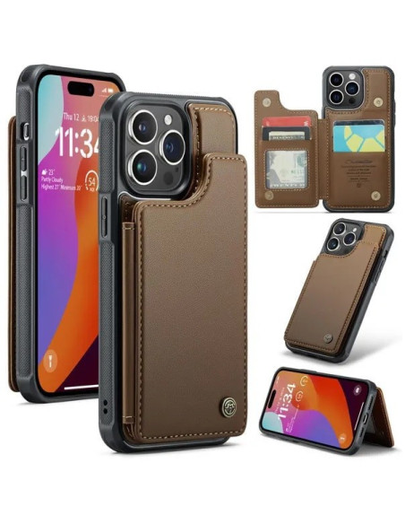 CaseMe Stöttåligt Skal Korthållare Stativ 4-Fack iPhone 11 Pro Max Brun