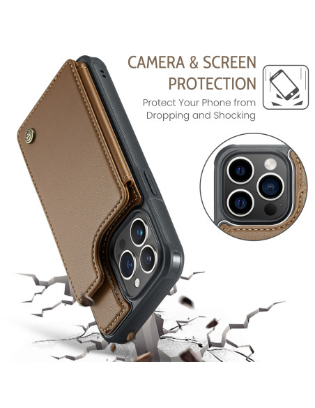 CaseMe Stöttåligt Skal Korthållare Stativ 4-Fack iPhone 11 Pro Max Brun