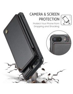 CaseMe Stöttåligt Skal Korthållare Stativ 4-Fack iPhone 7 Plus / 8 Plus Svart