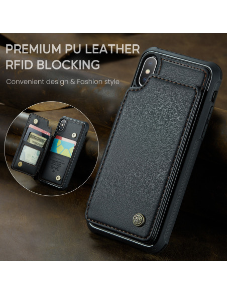 CaseMe Stöttåligt Skal Korthållare Stativ 4-Fack iPhone XS Max Svart