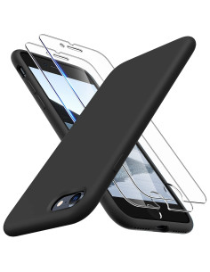3in1 Gummibelagt Stilrent Skal iPhone 7 / 8 / SE2 / SE3 - Svart
