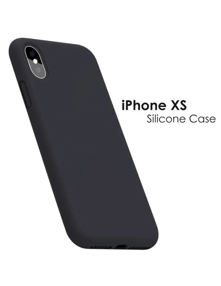 Svart gummiskal för iPhone XS Max, sett från sidan utan telefon