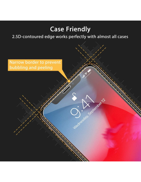 Svart gummiskal för iPhone XS Max, detaljvy av kanten med fokus på passform och skärmskydd