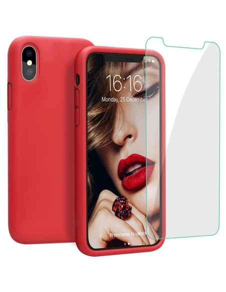 3in1 Gummibelagt Stilrent Skal iPhone XS Max - Röd