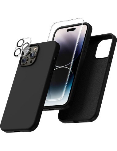3in1 Gummibelagt Stilrent Skal iPhone 15 Pro Max - Svart