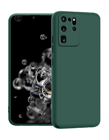 Mattgrönt gummiskal för Samsung S20 Ultra med kameraskydd, sett från sidan