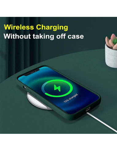 Samsung S20 Ultra i mattgrönt skal, laddas trådlöst utan att ta av skalet