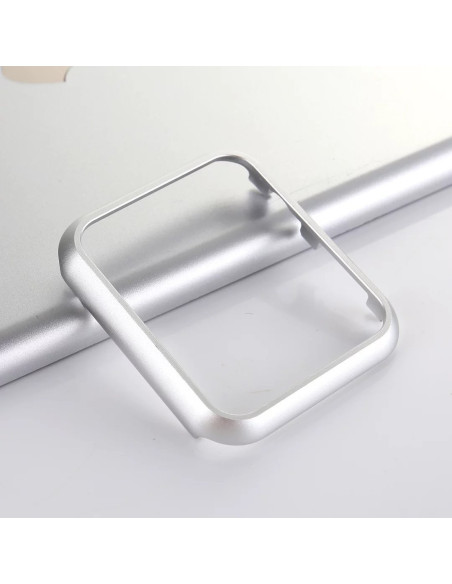 Silver full-frame skärmskydd i härdat glas för Apple Watch 42mm, sett från sidan