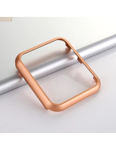 Rosenguld full-frame skärmskydd i härdat glas för Apple Watch 42mm, sett från sidan
