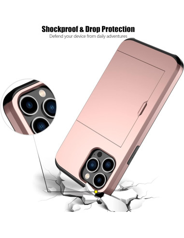 iPhone 13 Pro Max Stöttåligt Skal Kortfack StreetWise - Roseguld