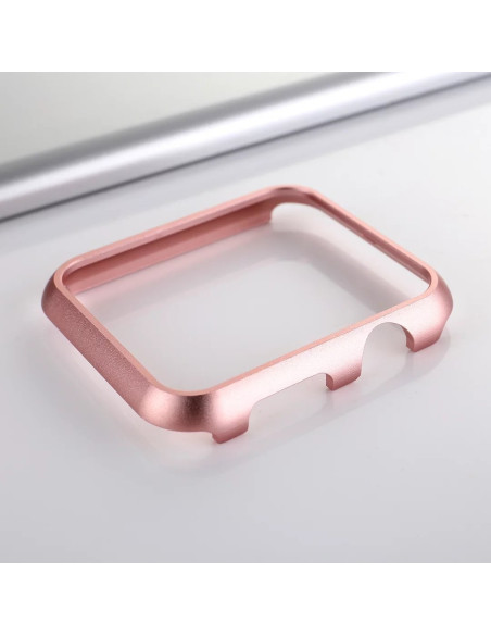 Rosenguld full-frame skärmskydd för Apple Watch 42mm, sett från sidan
