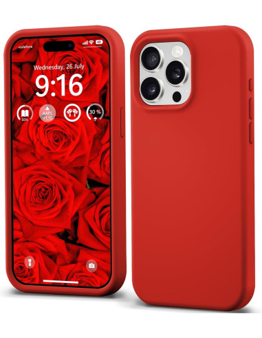 Gummibelagt Stöttåligt Skal iPhone 15 Pro - Röd