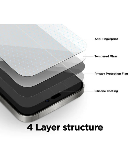 iPhone 15 Pro Privacy Härdat glas 0.26mm 3D 9H