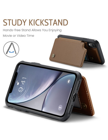 CaseMe Stöttåligt Skal Korthållare Stativ 4-Fack iPhone XR Brun
