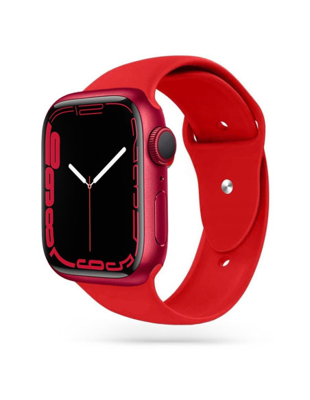 Rött silikonarmband för Apple Watch 38/40/41mm, monterat på klockan