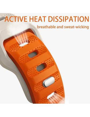 Detaljvy av mörkgrått Titan's Grip armband med fokus på ventilationshål och design