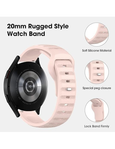 Rosa Titan's Grip 22mm armband med specialfäste, monterat på en smartwatch från sidan