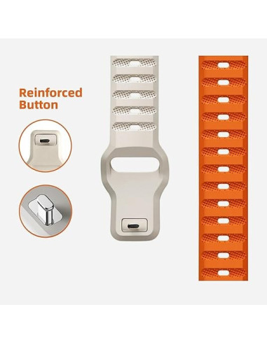 Rosa Titan's Grip 22mm armband med förstärkt knapp, sett från sidan