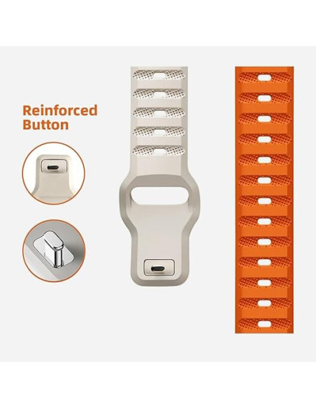 Rosa Titan's Grip 22mm armband med förstärkt knapp, sett från sidan