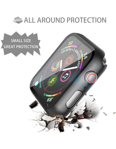 2in1 Stötdämpande Skal 9H Härdat Glas Apple Watch 38mm - Svart