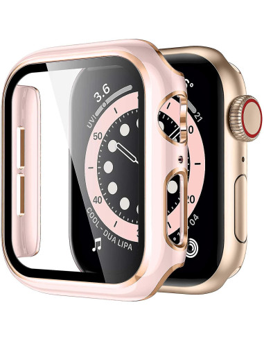 2in1 Stötdämpande Skal 9H Härdat Glas Apple Watch 38mm - Rosegold